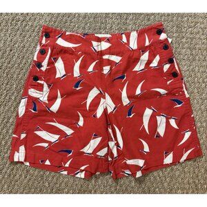Ralph Lauren Sport Shorts Women’s Nautical Sailboat High Waist Preppy Red Size 2